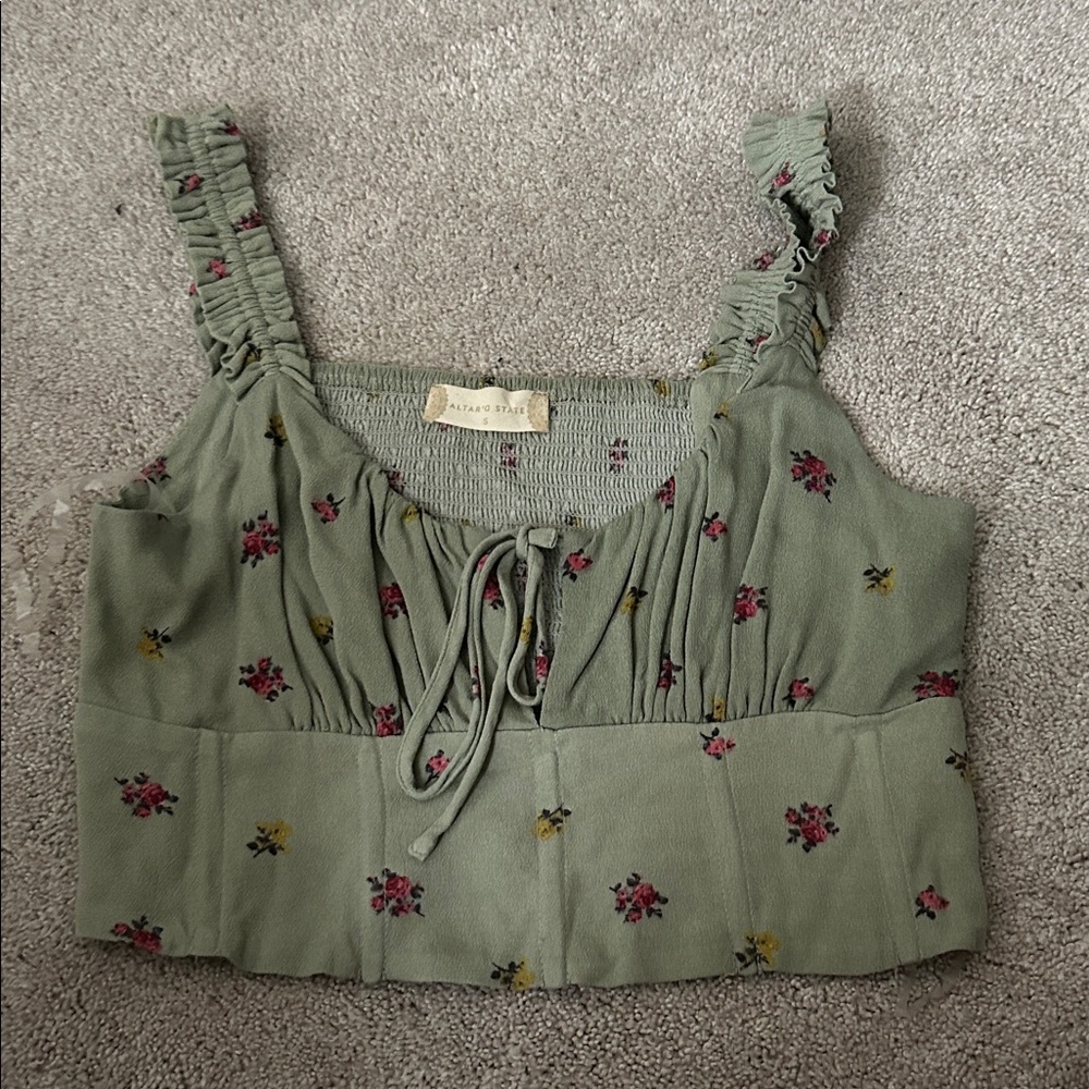 Altar'd State Sage Floral Tank Top